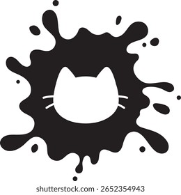 ink drop cat face splash abstract feline cute creative artistic minimal black emotion