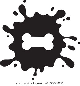 gota de tinta osso de cachorro splash abstrato pet tratar ilustração preto artístico símbolo mínimo