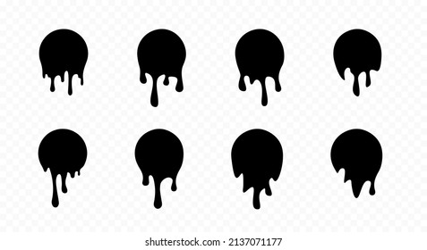 Ink drop icon set. Black melt drips. Liquid vector paint drops. Black paint drips set. Dripping paint. Liquid drips. Black ink runs. Vector graphic EPS 10
