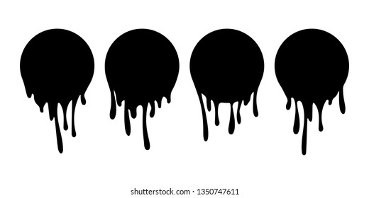 Ink drop splash, dripping circle paint, liquid splatter. Isolated flat icon.
