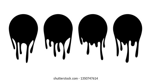 Ink drop splash, dripping circle paint, liquid splatter. Isolated flat icon.