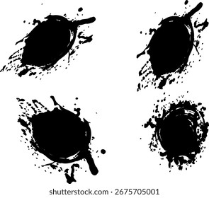 Ink Drop and Splatter Collection Dirty Spray Grunge Vector Isolated, texture, abstract, paint, background, art