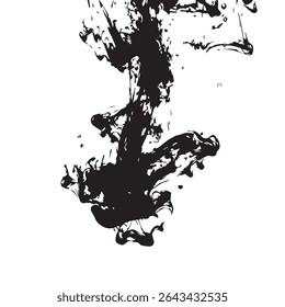 Ink Drop in Water Creating a Fluid Abstract Blend on White Background for Creative, Dreamy, or Artful Designs