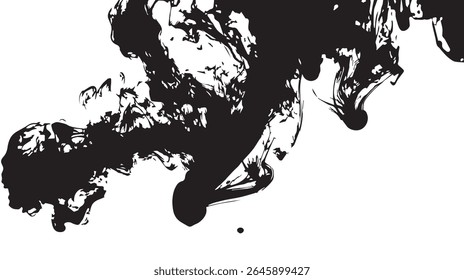 Ink Drop in Water Creating a Fluid Abstract Blend on White Background for Creative, Dreamy, or Artful Designs