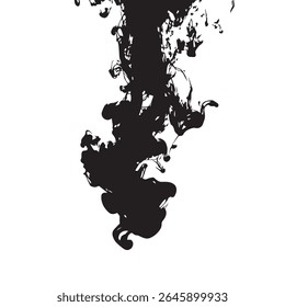 Ink Drop in Water Creating a Fluid Abstract Blend on White Background for Creative, Dreamy, or Artful Designs