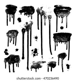 Ink drops. Grunge paint. Design element set. Vector Illustration, Isolated on white