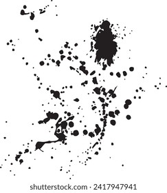 Ink drops and splashes. Blotter spots, liquid paint drip drop splash and ink splatter. Artistic dirty grunge abstract spot vector set. Illustration monochrome drip splash, splat messy inkblot Vector