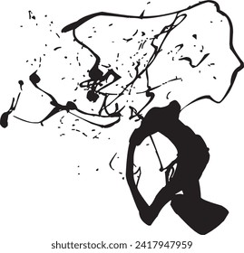 Ink drops and splashes. Blotter spots, liquid paint drip drop splash and ink splatter. Artistic dirty grunge abstract spot vector set. Illustration monochrome drip splash, splat messy inkblot Vector