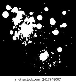 Ink drops and splashes. Blotter spots, liquid paint drip drop splash and ink splatter. Artistic dirty grunge abstract spot vector set. Illustration monochrome drip splash, splat messy inkblot Vector i