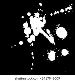 Ink drops and splashes. Blotter spots, liquid paint drip drop splash and ink splatter. Artistic dirty grunge abstract spot vector set. Illustration monochrome drip splash, splat messy inkblot Vector i