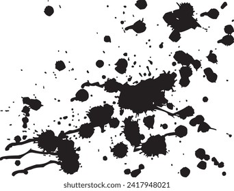 Ink drops and splashes. Blotter spots, liquid paint drip drop splash and ink splatter. Artistic dirty grunge abstract spot vector set. Illustration monochrome drip splash, splat messy inkblot Vector i