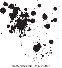 Ink drops and splashes. Blotter spots, liquid paint drip drop splash and ink splatter. Artistic dirty grunge abstract spot vector set. Illustration monochrome drip splash, splat messy inkblot Vector i
