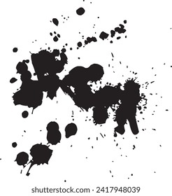 Ink drops and splashes. Blotter spots, liquid paint drip drop splash and ink splatter. Artistic dirty grunge abstract spot vector set. Illustration monochrome drip splash, splat messy inkblot Vector i