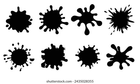 Ink drops and splashes icon set. vector paint splashes. Set of black ink splashes.