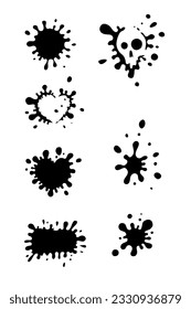 Ink drops and splashes, skull, heart, speech bubble
