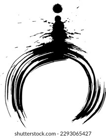Ink Dry Brush Grunge Free Hand Round Frame