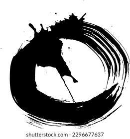 Ink Dry Brush Grunge Free Hand Round Frame