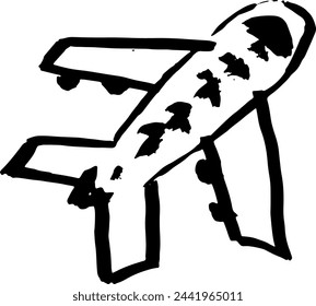 Ink Dry Brush Painting Plane Icon