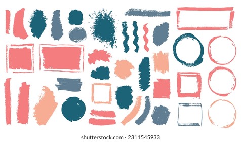 Ink dust brushstroke mega batch. Freehand border box bright elements. Drip blot sale sticker background pack. Brushstroke acrylic splashes drawing.