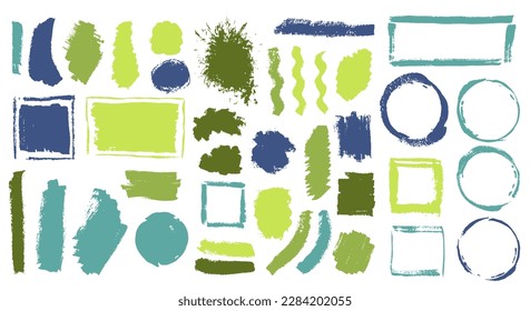 Ink dye brush stroke mega pack. Freehand border box sumie elements. Droplet splash sale label silhouette group. Daub paint blots design.
