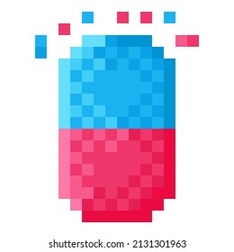 Ink eraser top view icon pixel art. Vector illustration.