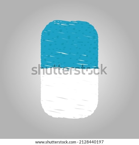 Ink eraser top view icon, top view Icon design colorful chalk. Draw a picture on the gray background.