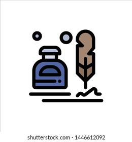 Ink, Erite, Fur, Letter, Office,  Flat Color Icon. Vector icon banner Template