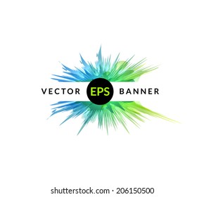 Ink explosion banner design template, digital watercolor blot spot, vector background illustration for business or presentation