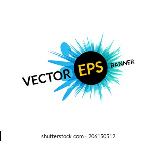 Ink explosion banner design template, digital watercolor blot spot, vector background illustration for business or presentation