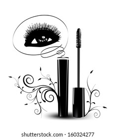 Ink for eyelashes with ornament. Vector