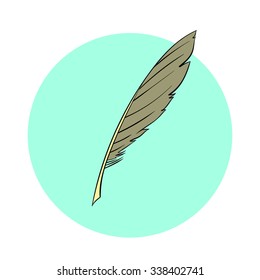 Ink feather icon. Flat style. Vector illustration.