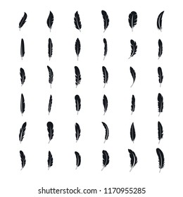 Ink feather icon set. Simple set of ink feather vector icons for web design isolated on white background