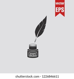 Ink and feather icon.Vector illustration.