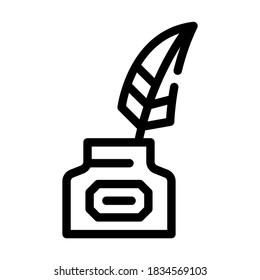 ink with feather line icon vector. ink with feather sign. isolated contour symbol black illustration
