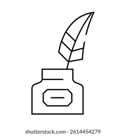 ink with feather line icon vector. ink with feather sign. isolated contour symbol black illustration