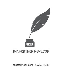 Ink feather pen icon simple silhouette flat style vector illustration on white background.