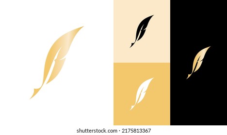 Concepto de diseño de logotipo para autor y escritor de plumas de tinta R Monograma 
