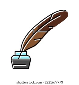 ink feather soft fluffy color icon vector. ink feather soft fluffy sign. isolated symbol illustration