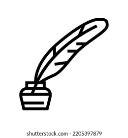 ink feather soft fluffy line icon vector. ink feather soft fluffy sign. isolated contour symbol black illustration