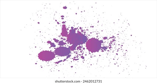 Ink fell and splashed. Blotches, splashes of watercolor drops and ink splashes. purple gradient color