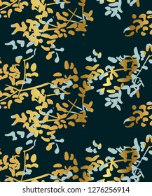 ink flower vector sketch illustration japanese chinese oriental line art seamless pattern golden