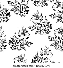 Ink Flowers Backgrounds Pattern Seamless