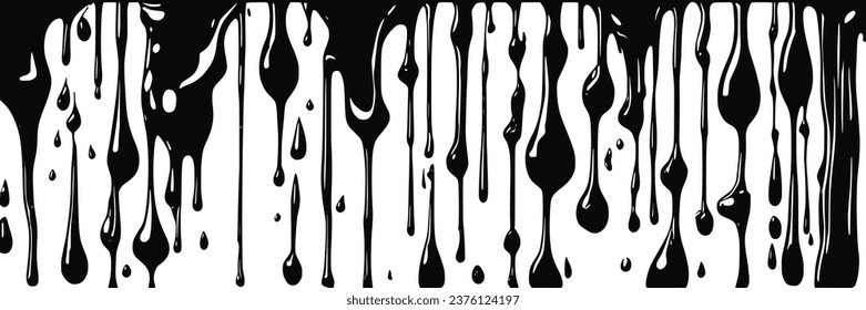 Ink flowing, ink smudges isolated on white background, vector design