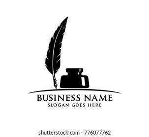 ink and fountain pen quill vector logo design