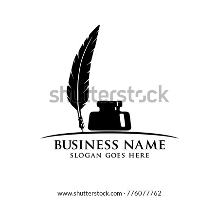 ink and fountain pen quill vector logo design