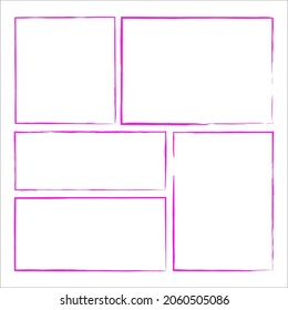 Ink frame icon. Pink square and rectangle. Geometric shapes. Abstract figures. Vector illustration. Stock image. 