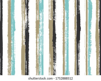 Ink freehand parallel lines vector seamless pattern. Trendy gift wrapping paper design. Retro geometric parallel lines, striles on white background. Repeatable backdrop.