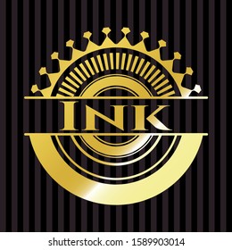 Ink gold emblem or badge. Vector Illustration. Detailed.