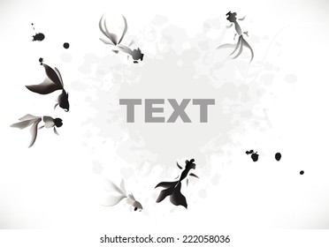 ink gold fish background