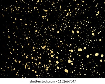 Ink Golden Blots Grunge Urban Background.Texture Vector. Dust Overlay Distress Grain. Gold Paint Splatter , Dirty,poster For Your Design. Hand Drawing Illustration